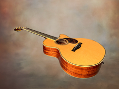 Santa Cruz F Koa guitar glam shot of German spruce top