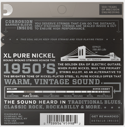 D'Addario EPN21 Corde Per Chitarra Elettrica - Puro Nichel, Luce, Ideali Per Jazz