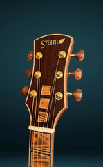 Stehr Auditorium guitar bound headstock with inlay
