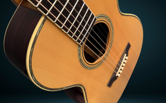 Kim Walker 0-14 Brazilian rosewood guitar abalone purfling detail