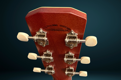 Kim Walker 0-14 Brazilian rosewood guitar with builder info branded into the back of the headstock