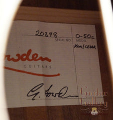 Lowden O50c Koa Guitar label