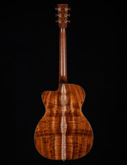 Bourgeois Signature OMC Koa/Adirondack Large soundhole guitar full back view