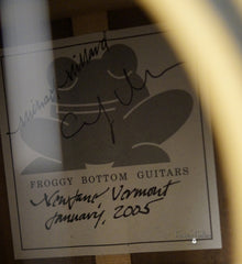 Froggy Bottom A12 Dlx walnut guitar label