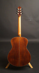 Alberico Madagascar rosewood OM guitar back full view