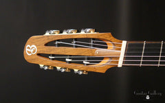 Tom Bills Fanned Fret Nylon string guitar headstock