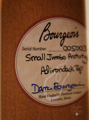 Bourgeois SJ prototype guitar label