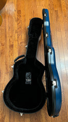Calton case for an Olson SJ guitar in Deep Sea Blue/Black, interior view