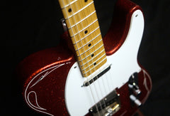Crook Red Sparkle T-Style Guitar fretboard