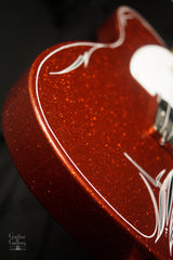 Crook Red Sparkle T-Style Guitar white pinstriping