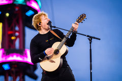 Ed Sheeran in Belfast with his Tour Edition Guitar