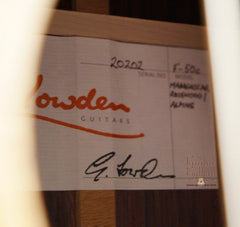 Lowden F50c Guitar label