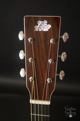 Froggy Bottom R14 Ltd Guitar headstock with engraved MOP logo