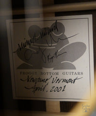 Froggy Bottom model G Limited guitar label