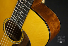 Hewett quilted Mahogany D guitar vintage toner top