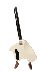 Klein headless white electric guitar full back view