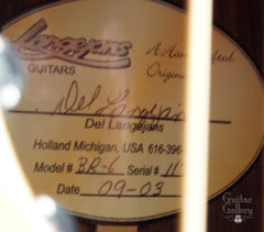 Langejans BR-6 guitar label