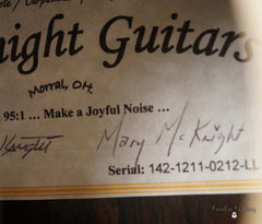 McKnight Fanned Fret guitar interior label