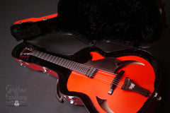 Red Marchione Archtop inside case