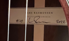 Rasmussen Brazilian rosewood model C guitar label