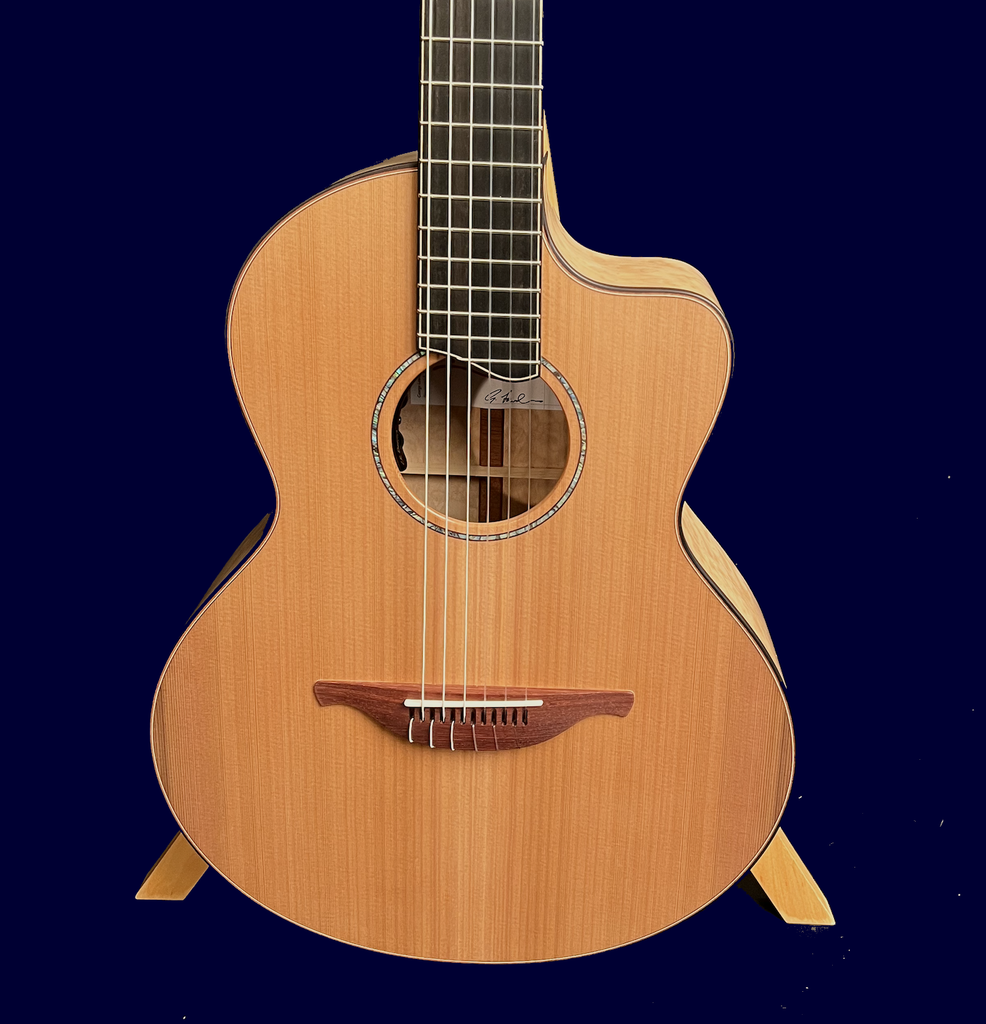 Lowden S35J X Custom Quilted Maple Cutaway Nylon String Guitar