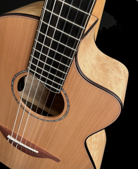 Lowden S35J-X Custom Quilted Maple Cutaway Nylon String Guitar