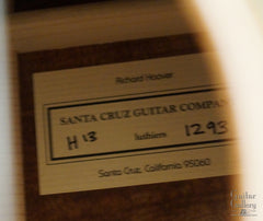 Santa Cruz H13 All Koa guitar label