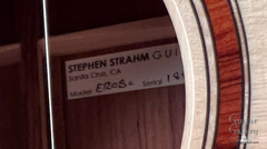 Strahm Eros cutaway Honduran rosewood guitar interior label