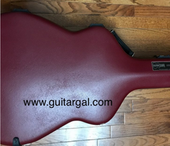 burgundy Calton case for Lowden guitar