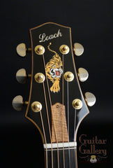 Leach guitar headstock with tiger inlay