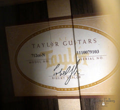 Taylor 712ce-N guitar interior label