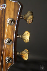 L J Williams Ancient Kauri Whitebait Tui guitar handmade buckeye burl wood tuner buttons