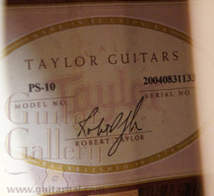 Taylor PS-10 guitar label