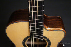 Wingert multi-scale guitar with cutaway bevel