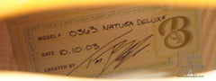 Tom Bills Natura Archtop Guitar interior label