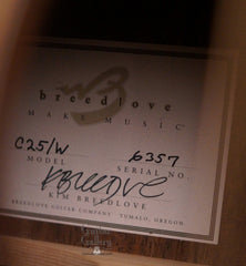 Breedlove C25W guitar label