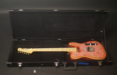 Crook vintage pink paisley guitar inside case