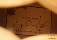 Galloup G-9CE archtop guitar label