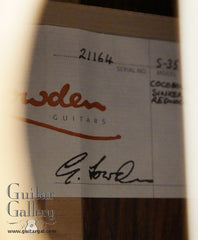 Lowden S35 guitar label