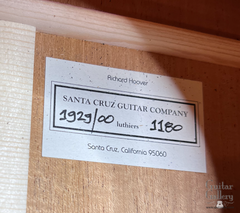 Santa Cruz 1929-00 All Mahogany guitar interior label
