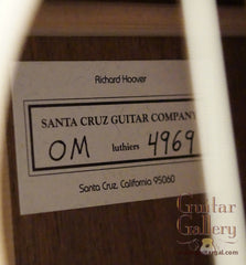 Santa Cruz OM guitar label