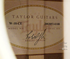 Taylor W10-ce guitar label