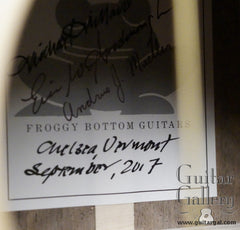 Froggy Bottom P12 Dlx Walnut Guitar label