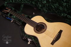 Kathy Wingert Parlor guitar inside custom case