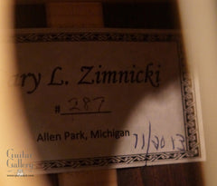 Zimnicki fan fret baritone guitar label